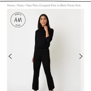 ANN MASHBURN Faye Flare Cropped Pant in Black Ponte Knit